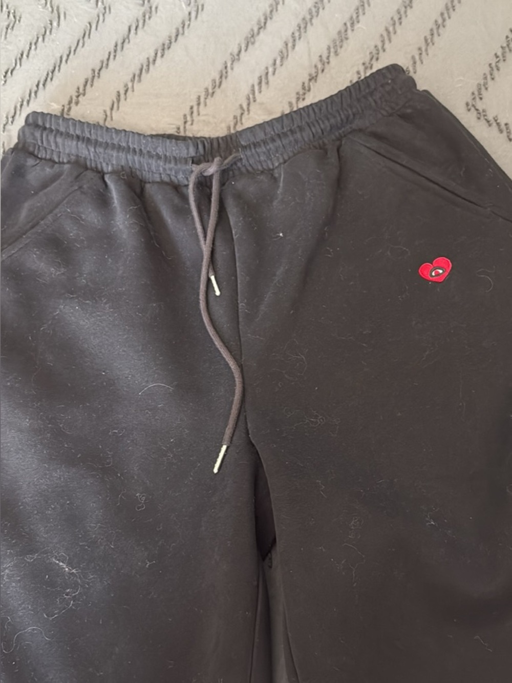 Aelfric Eden Black Sweatpants with red heart